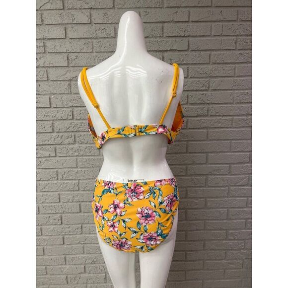 Daisy Fuentes Women Yellow Floral Two Piece Bikini Set Size 16 - Picture 3 of 10